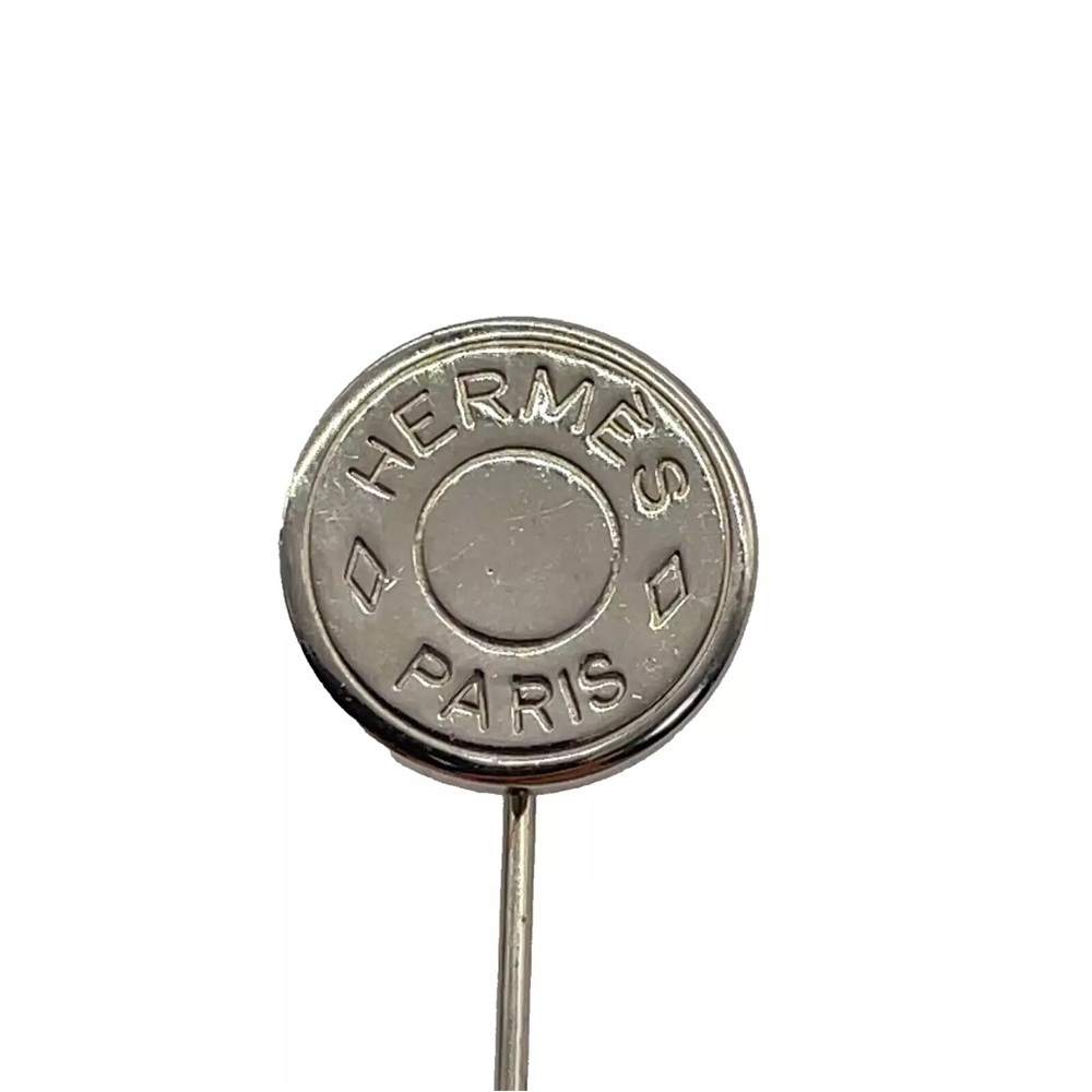 AUTH HERMES Serie Pin Brooch Pin Badge Silver W/Box - Picture 6 of 7